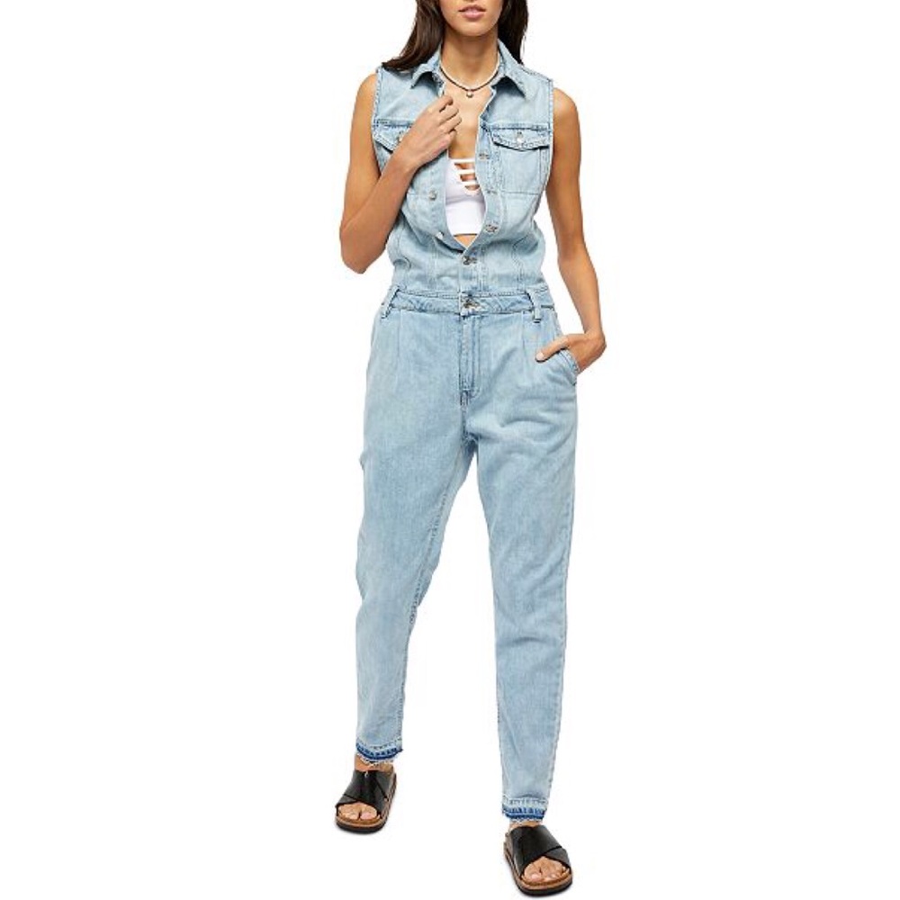 Free People Fast Cars Denim Jumpsuit